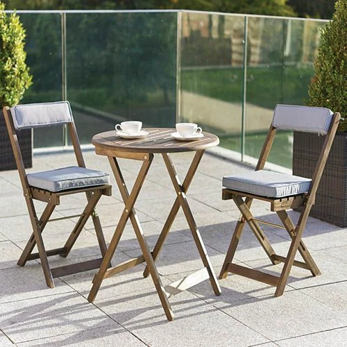 Raffles Bistro Set With Cushions - Grey 1 Raffles Bistro Set With Cushions - Grey
