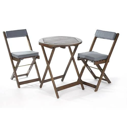 Raffles Bistro Set With Cushions - Grey 2 Raffles Bistro Set With Cushions - Grey - Image 2
