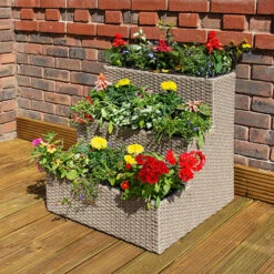 Tiered Rattan Planter In Natural 5 Tiered Rattan Planter In Natural -Yougarden Online Store 161443 2