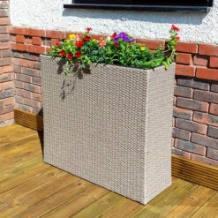 Tall Rattan Planter In Natural Weave